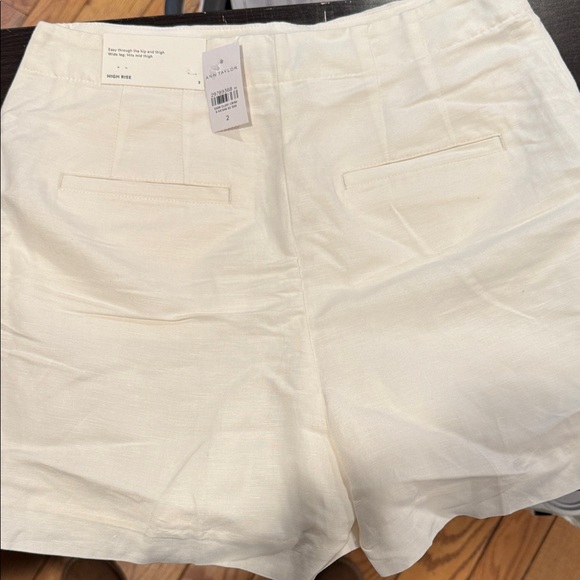 Zara High Waist Cream Shorts with Button Accents - Picture 2 of 3